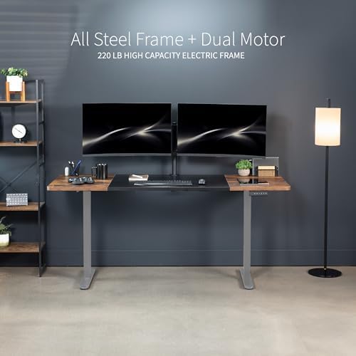 VIVO Black/Vintage Brown 71 x 30 in Standing Desk, DESK-KIT-E2G7BN