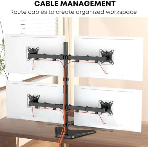 PUTORSEN Quad Monitor Stand for 4 Screens, 17-32", 19.8 lbs Each