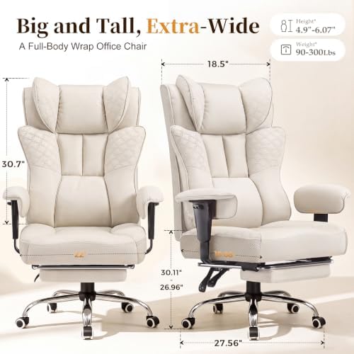COMHOMA Big and Tall Gaming Chair with Footrest Ergonomic Office Chair