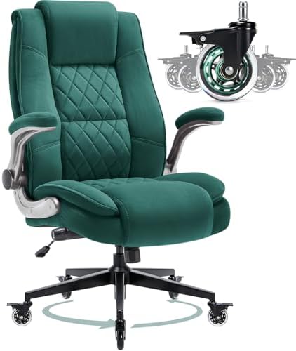 Fabric High Back Office Chair, Thick Padded Ergonomic Computer Desk Chair