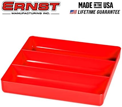 Ernst Tool Garage Organizer Tray, Red, 3-Compartments (Pack of 4)