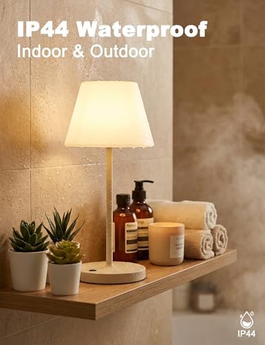 WEILAILUX Small Outdoor Table Lamp, Shower Lamp Waterproof (Mini Khaki)