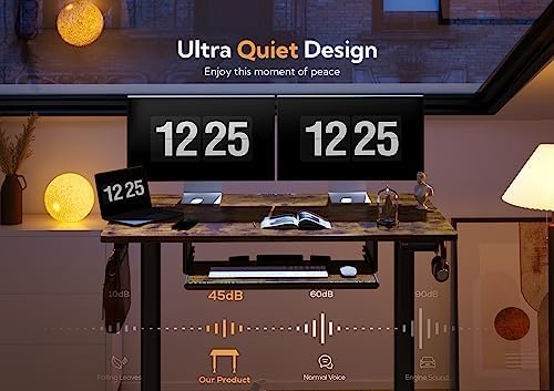 Claiks Standing Desk 48 Inch with Keyboard Tray Rustic Brown