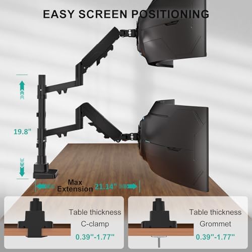 WALI Vertical Dual Monitor Mount for 17-49 inch Curved Screens, up to 33lbs