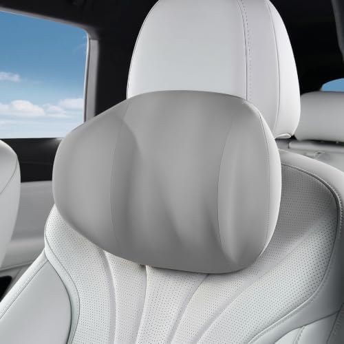BABUR Ergonomic Memory Foam Car Headrest Pillow with Dual-Wing Support,Gray
