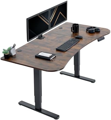 VIVO Rustic Vintage Brown 63 x 32 in Standing Desk, DESK-KIT-2B1N