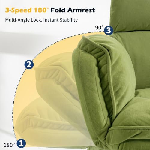 Big and Tall Office Chair with 90-180° Flip Armrests, 400lbs Ergonomic Computer Gaming Chair for Cross Legged Sitting, 155° Recline & Foot Rest - Wide Desk Task Chair for Home Office, Vanity, Study