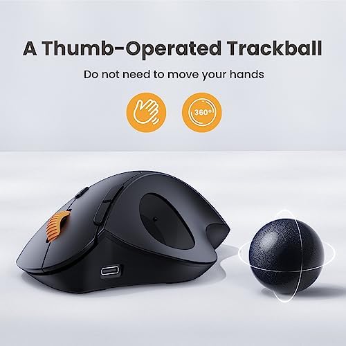 ProtoArc EM04 Wireless Trackball Mouse, Bluetooth Trackball Mouse
