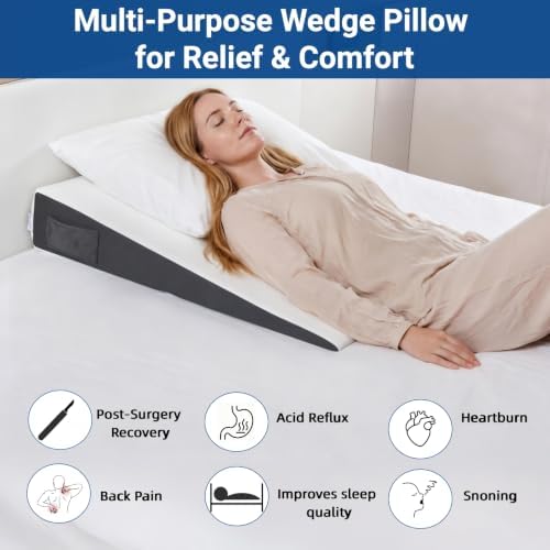 FSA Eligible 31" Extra-Long Wedge Pillow for Sleeping, Reflux,Snoring,White