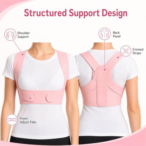 Posture Vest Back Brace Corrector for Women, Medium Adjustable Upper Back Support Brace, Low Profile Shoulder Straightener Under Clothes for Office Daily Wear and Slouching Reminder