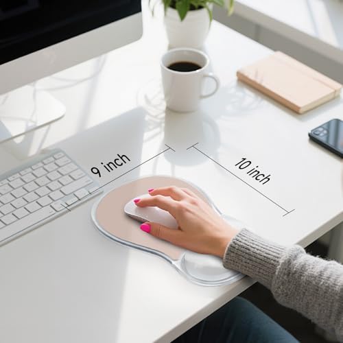 AUPET Ergonomic Mouse Pad with Gel Wrist Support – Non-Slip Mouse Mat with Comfortable Memory Gel Cushion – Relieves Wrist Pain – Designer Pattern for Home Office & Gaming (Flesh Color)