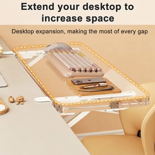 Acrylic Desktop Extension Board,No Drill Clamp-On Desktop Extension Shelf