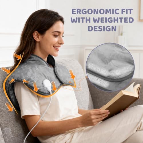 Heating Pad for Back Pain Relief, Weighted Heating Pad for Period Cramps