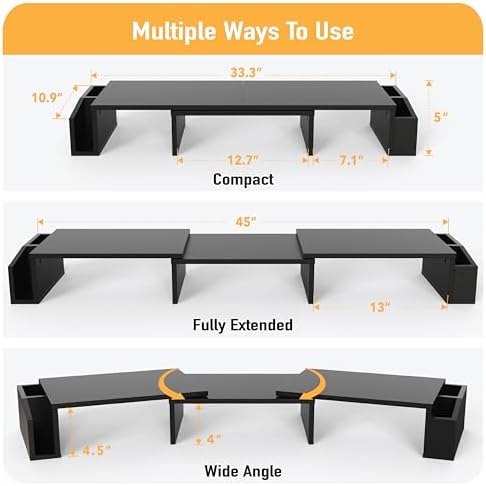 Simple Houseware Desk Dual Monitor Stand Riser with Drawer, Black