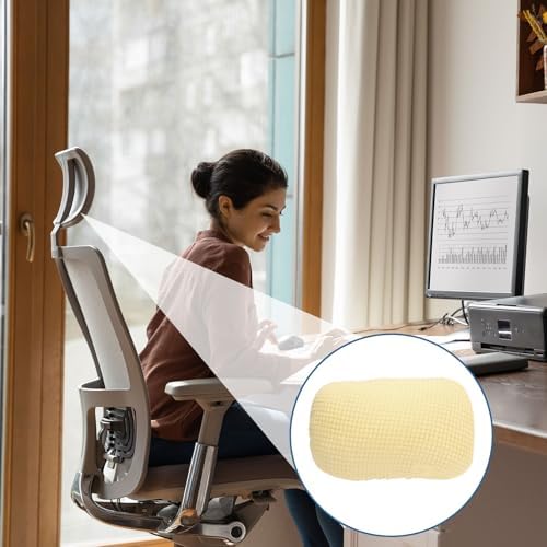 uxcell Office Chair Pillow Cover, Office Chair Headrest Attachment Removable Headrest Protector for Home Desk Computer Chairs, Beige