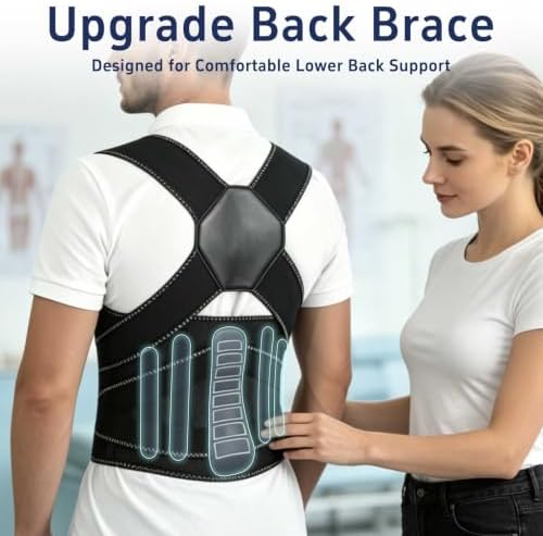 Back Brace Posture Corrector for Women and Men Upgraded Dynamic Traction Correction System Adjustable Shoulder Support Straightener Helps Reduce Upper Lower Back Pain Suitable for Hump Scoliosis Black Large