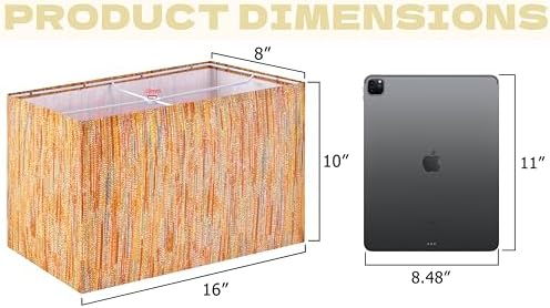 GO&SO Large Rectangle Lamp Shades Set of 2,16"x8"W Texture Multi-Red Shade