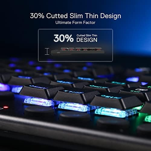 Redragon K619 Horus RGB Mechanical Keyboard, Ultra-Thin Designed Wired Gaming Keyboard w/Low Profile Keycaps, Dedicated Media Control & Linear Red Switch, Pro Software Supported