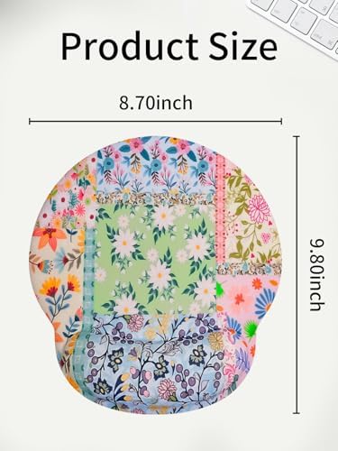 Seorsok Pink Floral Mouse Pad with Gel Wrist Support Mouse Pad,Ergonomic Aesthetic,Comfort Mousepad for Office Work Computer,Pain Relief Mousepad with Non-Slip Silicone Base,Colorful Blooming Flower