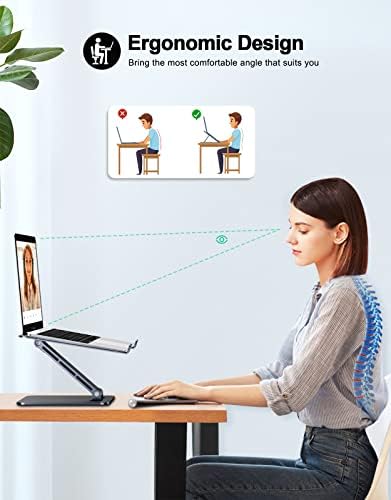 RIWUCT Aluminum Alloy Laptop Stand for Desk, Foldable Laptop Riser Holder