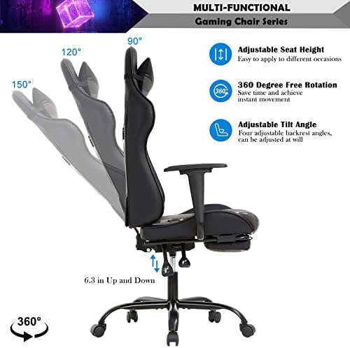 Camo Massage Gaming Chair with Footrest, PU Leather Gaming Chairs for Adults, High Back Office Chair Ergonomic Desk Chair Computer Chair, Reclining Gamer Chair, Height & Backrest Adjustable, 300 Lbs