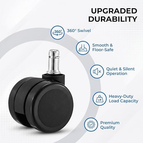 2.5-Inch Carpet Chair Casters Compatible with Herman Miller, Fit Aeron, Embody, Mirra, SAYL and Setu Office Chairs (Set of 5, Black)