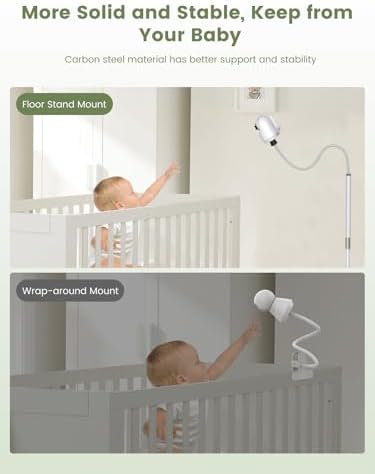 bonoch Baby Monitor Mount Floor Stand Holder - 61" Adjustable Height Monitor Camera Floor Stand, 360° Rotatable Joint, Flexible Twist Arm, Compactible Baby Monitor Only