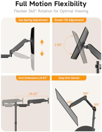suptek Mobile Desk Workstation with Monitor Mount for up to 32" Screen, Rolling Computer Cart on Wheels,Full Keyboard Tray, CPU Holder