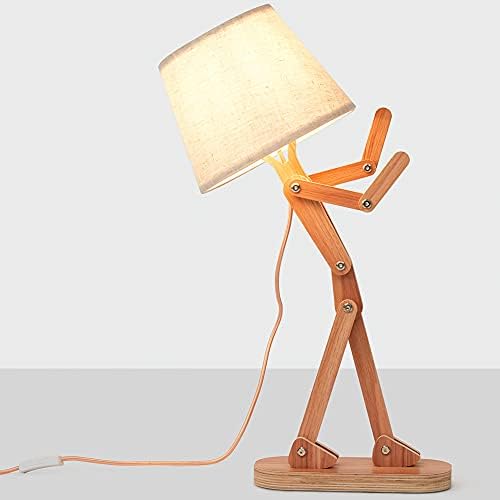 Cute Wood Table Lamp for Kids Room Bedroom, Bulb Included, Ash