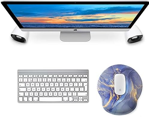 eulps Mouse Pad with Wrist Rest, Comfortable Computer Mousepad with Gel Wrist Support Smooth Surface and Non-Slip PU Base for Pain Relief, Laptop, Office & Home (Golden Quicksand Marble)
