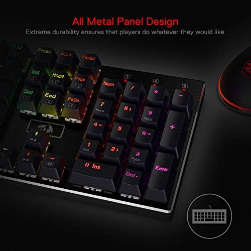 Redragon K556 Wired RGB Mechanical Gaming Keyboard, 104-Key Aluminum Board
