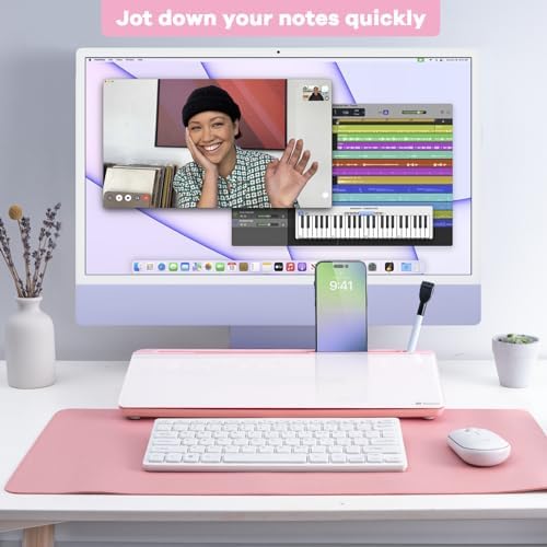 Varhomax Glass Desk Whiteboard with Storage, Desktop Organizer