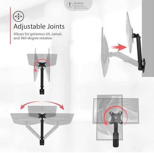 Single Monitor Premium Wall Mount for 17" - 27" Computer Screens - Flexible tilt 75x75-100x100 VESA Monitor Arm - Holds Monitors Up to 15.4Lbs - (ADD-AVWMB)