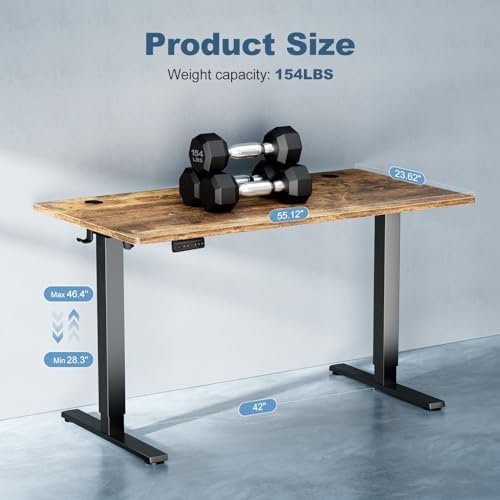 DUMOS 55 Inch Electric Standing Desk, Memory Adjustable Home Office Desk