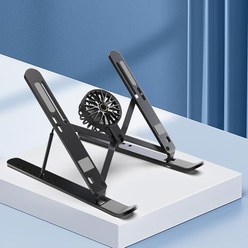 Laptop Stand with Fan, Ventilated Stands, Holder, Aluminum Desk with Fan for, Desk Accessories Accessories for Home Work Travel