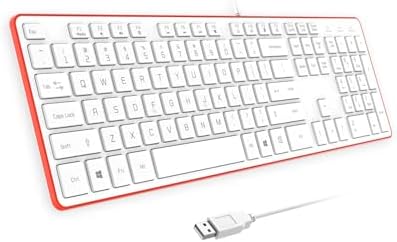 USB Wired Keyboard for window,Comfortable Quiet Chocolate Keys, Durable Ultra-Slim Wired Computer Keyboard(QWERTY) for PC, Windows 11/10/8/7/XP/Vista KB1430 (Orange, Wired Keyboard For Windows)