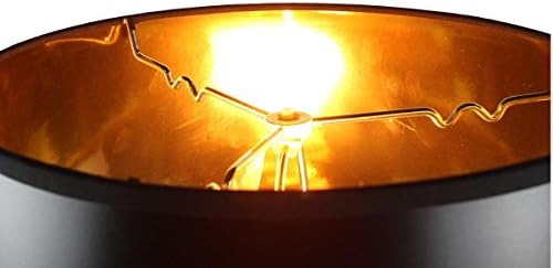 12x14x10 Black Parchment Gold-Lined Drum Lampshade with Brass Spider fitter - Perfect for table and Desk lamps - Medium, Black