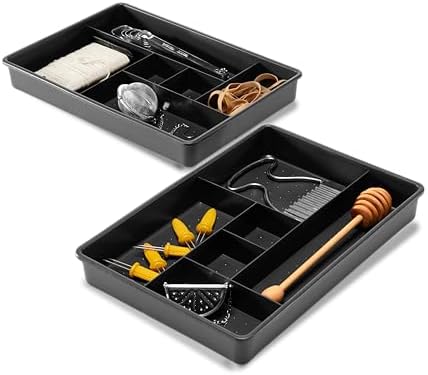 madesmart Classic 2 Piece Drawer Organizer, Granite
