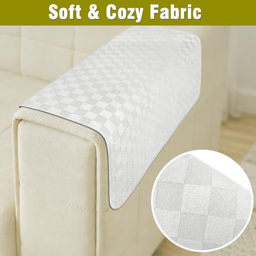 Couch Arm Covers, Sofa Arm Covers, Waterproof Armrest Cover for Sofa, Loveseat, Armchair, Anti-Slip Recliner Arm Cover, Headrest Cover, Arm Chair Covers Set of 2 (Cream, 22"×18")