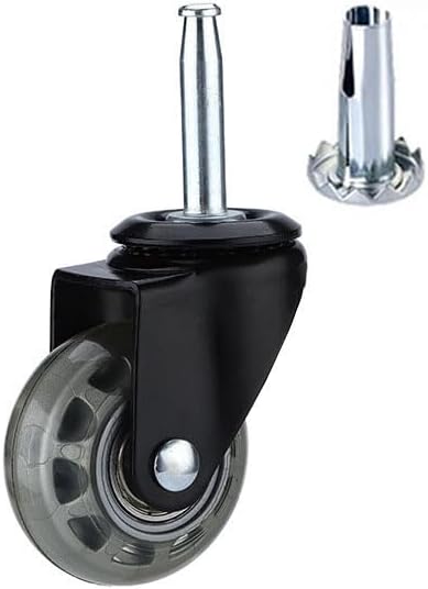 2 inch Floor Friendly Rubber Caster Wheels, Furniture Swivel Casters Set of 4, 5/16" x 1 1/2" (7.9 x 38mm) Wheels Grip Neck Stem Castors with Sockets for Furniture, Vac, Wet Dry Vacuums Caster
