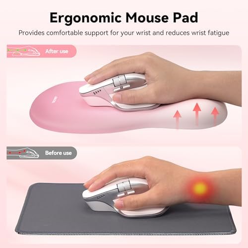 TECKNET Ergonomic Mouse Pad with Wrist Rest, Smooth Surface & Non-Slip Base
