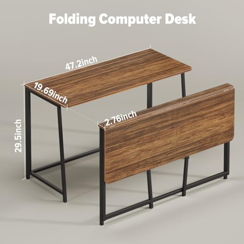 WOHOMO Folding Desk, 47.2" Foldable Computer Table for Small Spaces, Walnut