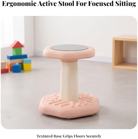 Active-Sitting Balance Stool Broad Textured Base, Balance Stool with Padded Cushion, for Classrooms, Blue