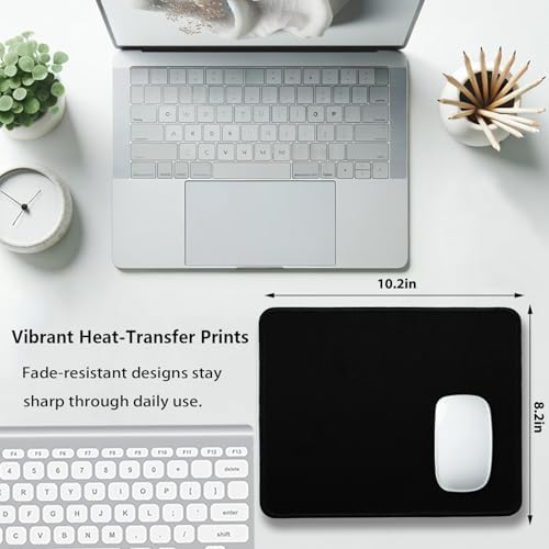 Black Office/Gaming Mouse Pad, 10.2 x 8.2 Inches Cute Stitched Desk Mat