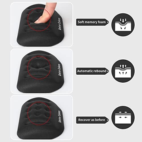Univo Colors Black Superfine Memory Foam Wrist Rest Soft Gel Ergonomic Mouse Pad Wrist Support for Mouse, Gaming, Computer, Laptop, Office