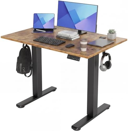 Claiks Electric Standing Desk 40x24 Inch Adjustable Desk, Rustic Brown