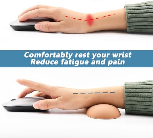 Ergonomic Mouse Wrist Rest Pad, Small Gel Mouse Keyboard Support Cushion Non-Slip Base, for Easy Typing and Wrist Pain Relief Office Computer, Laptop, PC Gaming (Brown)