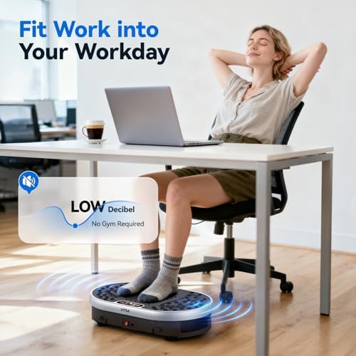 HTM Vibration Plate Exercise Machine, 9 Modes & 120 Speeds, Body Shake Plate with Resistance Bands Slot & Remote Control, Shake Board for Weight Loss Fat Burner Home Fitness Workout
