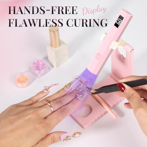 krofaue Mini Handheld UV Nail Light with Stand, Portable Flash Cure