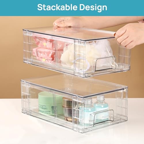 Vtopmart 8 Pack Stackable Clear Drawer with Dividers